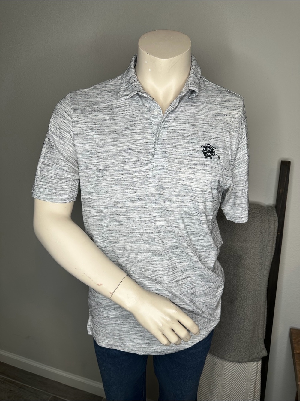 Travis Mathew Light Heather Gray Polo with Embroidered Logo